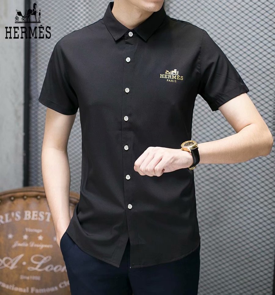 HERMES shirts for HERMES short sleeved shirts for men #349400 replica