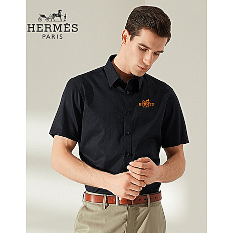 HERMES shirts for HERMES short sleeved shirts for men #521293 replica
