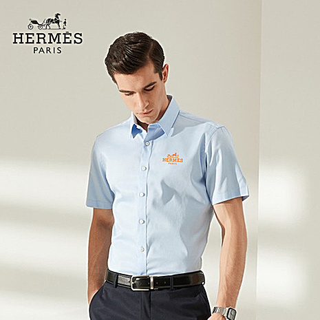 HERMES shirts for HERMES short sleeved shirts for men #521294 replica