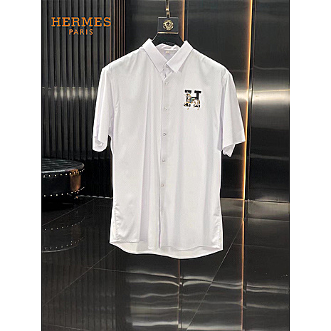 HERMES shirts for HERMES short sleeved shirts for men #531763 replica