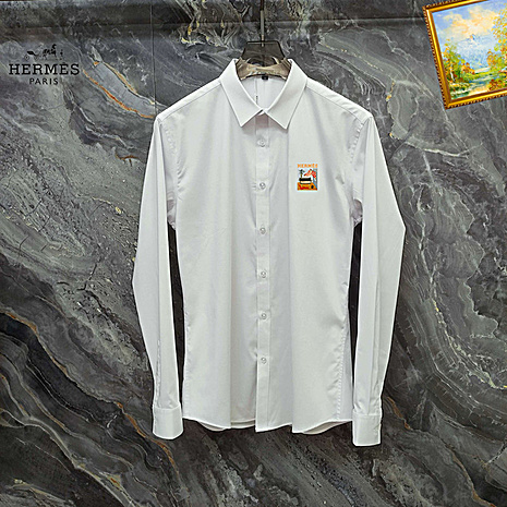 HERMES shirts for HERMES long sleeved shirts for men #770629 replica