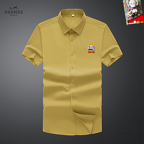 HERMES shirts for HERMES short sleeved shirts for men #786438 replica