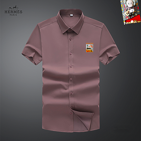 HERMES shirts for HERMES short sleeved shirts for men #786440 replica