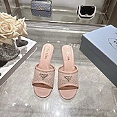 US$99.00 Prada 7.5cm High-heeled slippers for women #812402