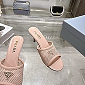 US$99.00 Prada 7.5cm High-heeled slippers for women #812402