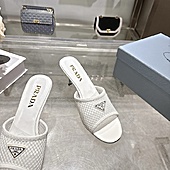 US$99.00 Prada 7.5cm High-heeled slippers for women #812972